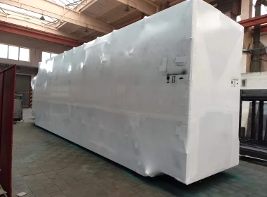 Exportverpackung von Produktionslinien in Schrumpffolie